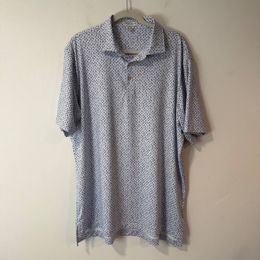 Peter Millar Mens Polo XL White Pineapple Pina Skullada Summer Comfort MF24EK21S